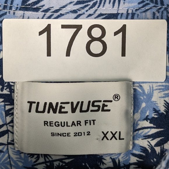 TUNEVUSE* Men's Short Sleeve Button Down Curved Hem Hawaiian Shirt~ Size XXL - Picture 4 of 13